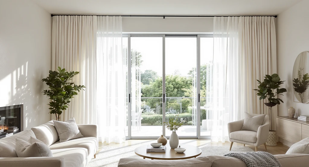 Modern living room showing how to visualize empty room potential by hanging curtains higher and wider—an expert trick from 8 Designer Tricks That Make Any Home Look Luxurious on a Budget for transforming empty rooms on a budget.