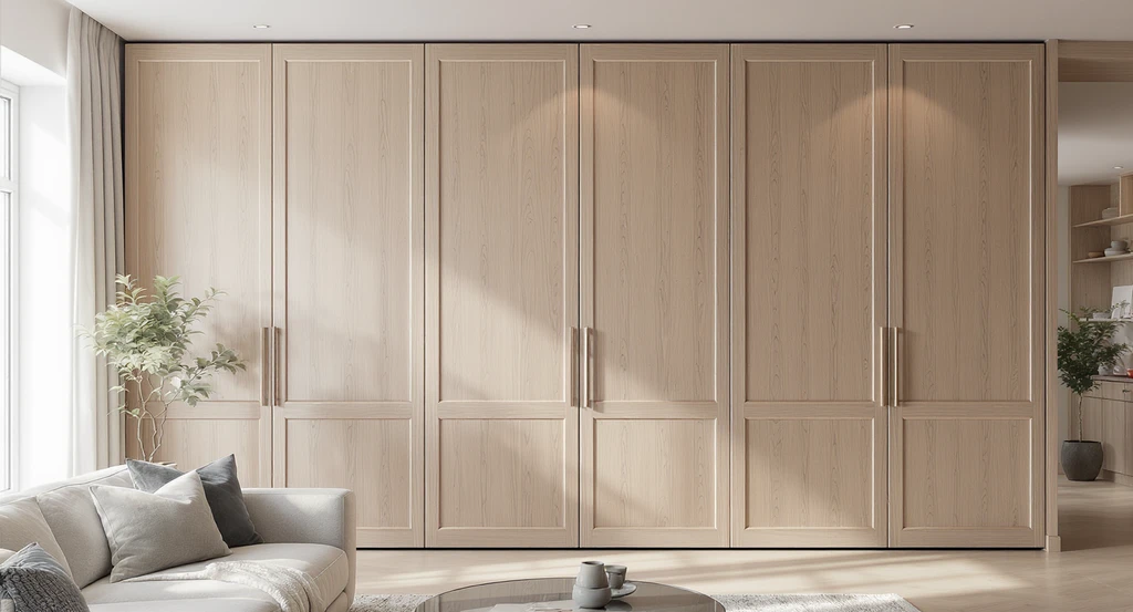 Wall paneling ideas for renovation decision: seamless modern panels hide storage doors and utility spaces, solving common room design problems while increasing home value.