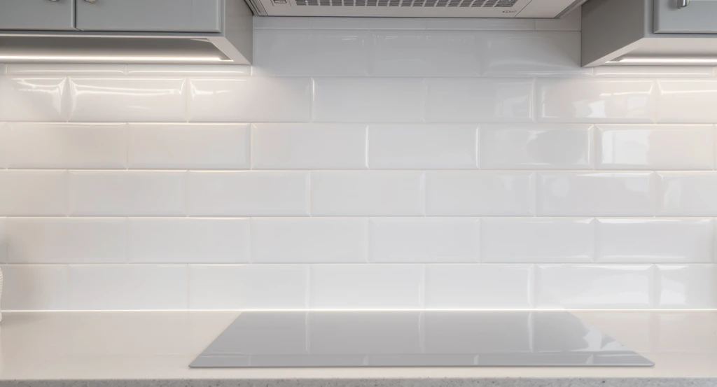 Ultra-realistic kitchen scene showing white subway tile backsplash with multiple grout color samples, demonstrating how to choose a kitchen backsplash without regrets and visualizing backsplash options before remodeling. No people present.