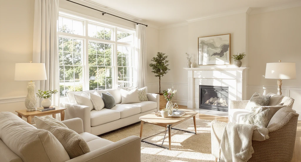 Bright, open living room with large windows and natural summer sunlight flooding in, demonstrating how natural light improves listing photos and helps homes sell faster.