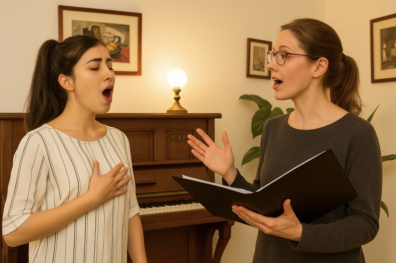 Privater Gesangsunterricht in Berlin Charlottenburg – Schülerin singt mit Vocalcoach
