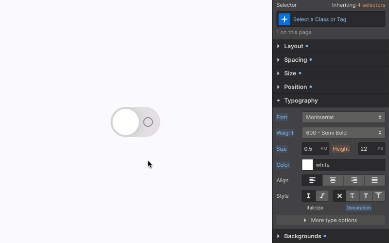 Resizing the Toggle button tutorial
