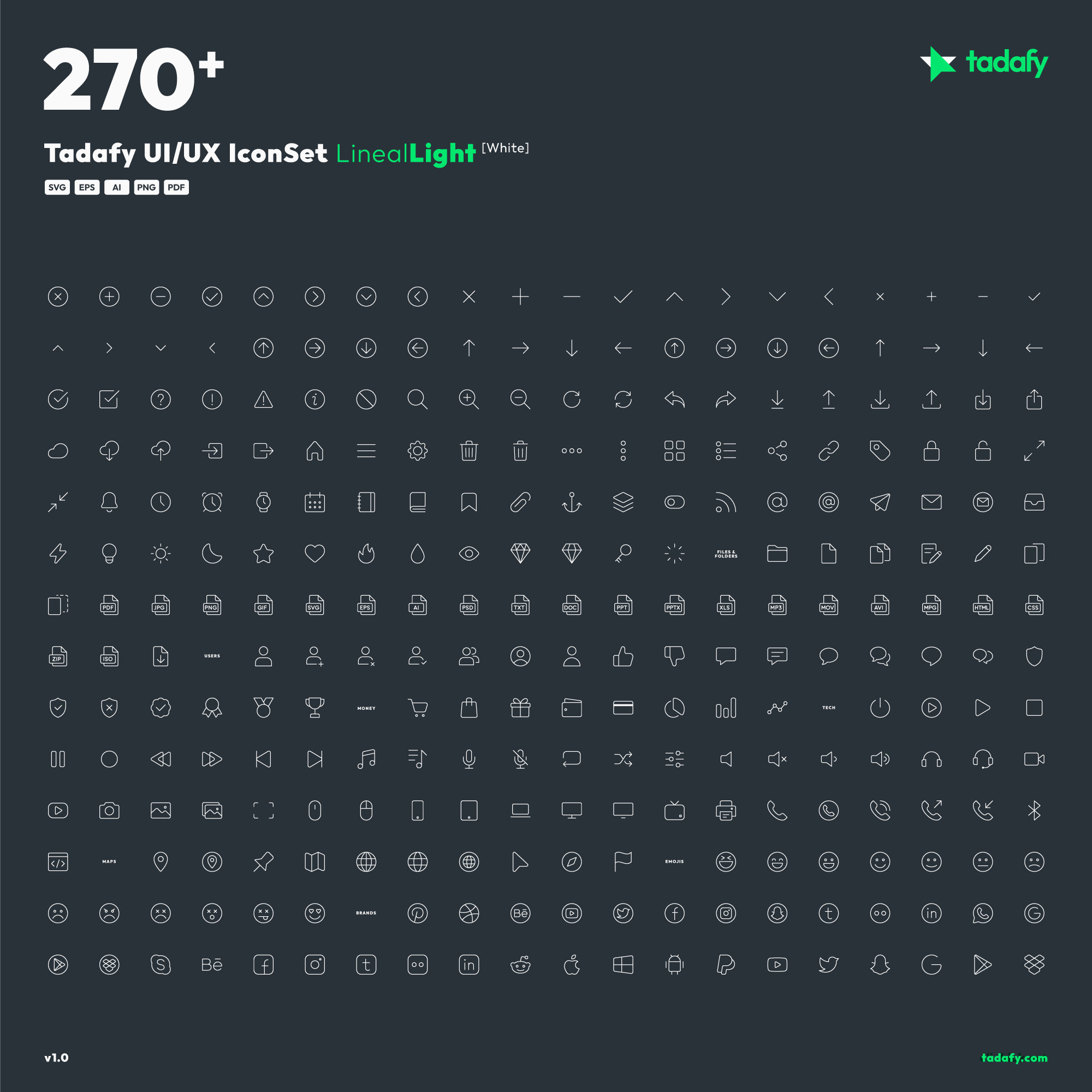 Tadafy Iconset - Lineal Light, White