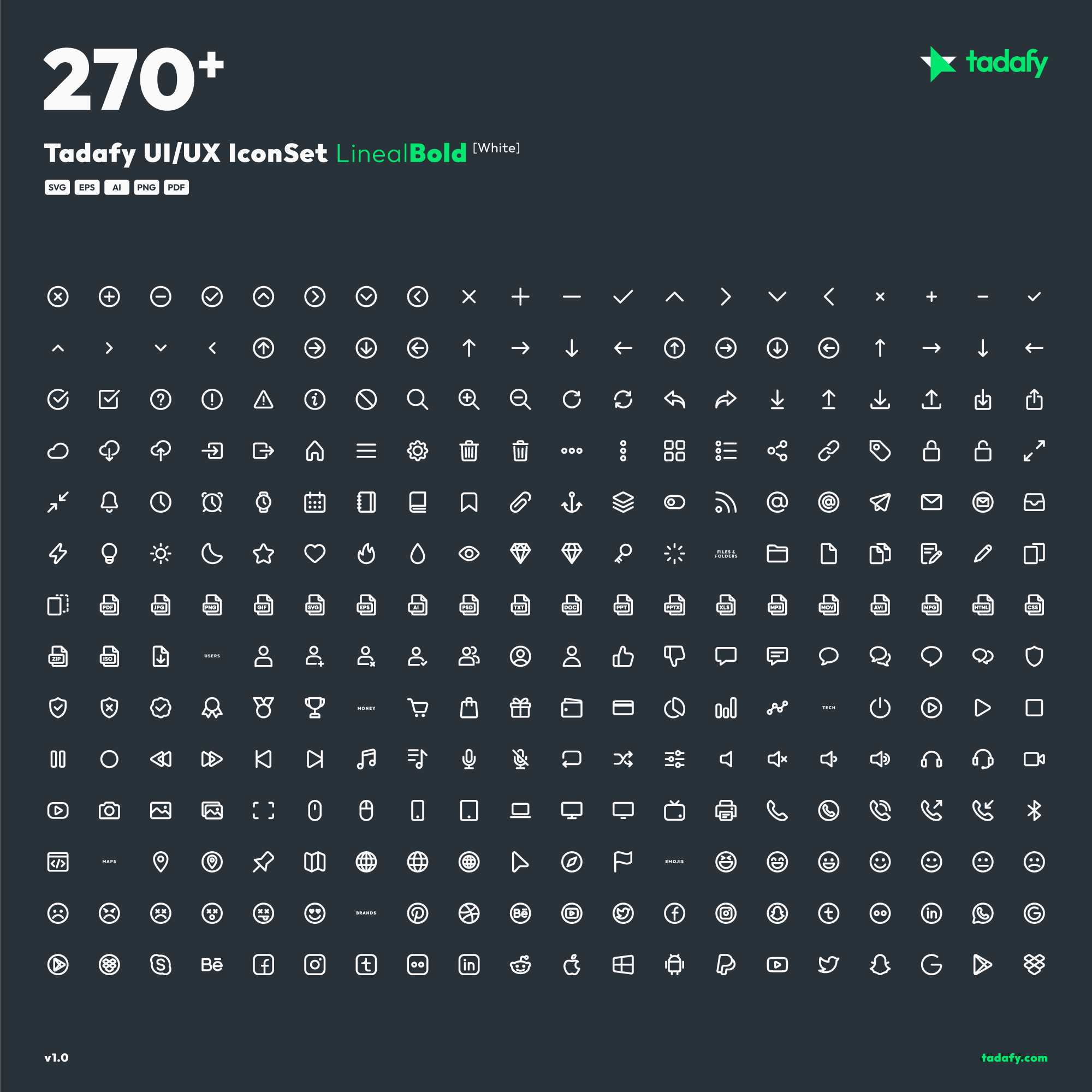 Tadafy Iconset - Lineal Bold, White