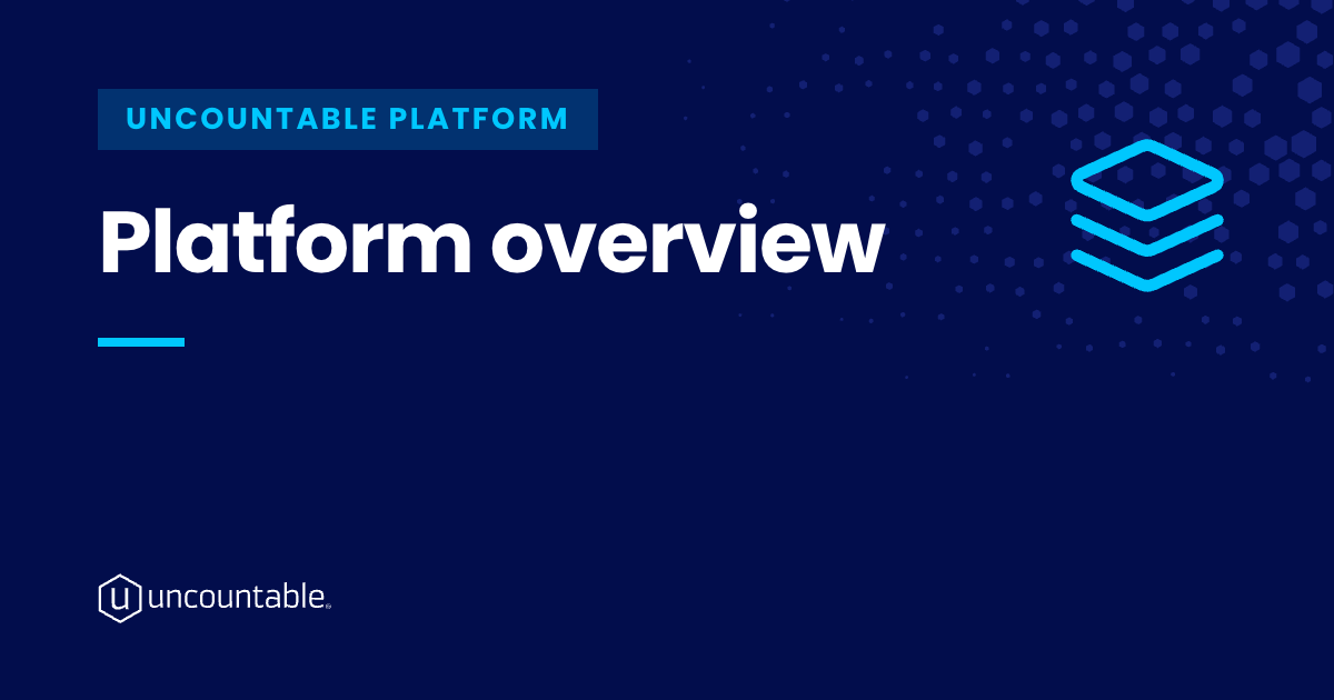 Uncountable platform overview one-pager: hero banner reading "From First Experiment to Finished Product, on One Unified Platform," followed by enterprise customer logos, a three-suite diagram for R&D, Quality and Product Lifecycle, and customer result callouts from BlueNalu, Sika, Ripple Foods, and SCG Chemicals.