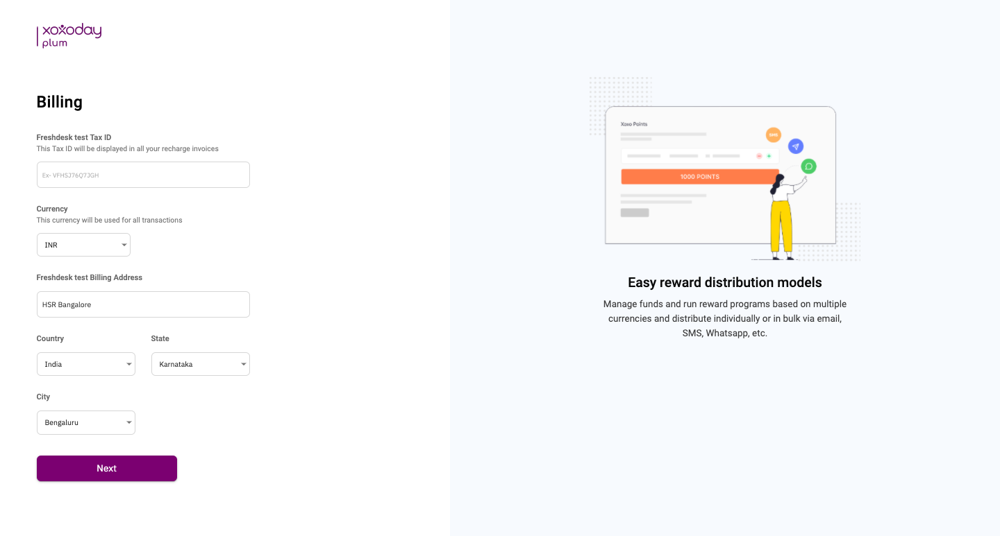 Steps to register with Xoxoday Plum Step 4: