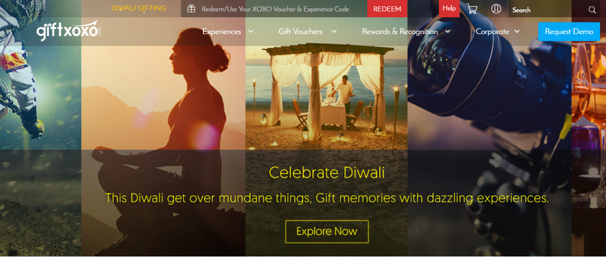 From products to memories - our website (above) in 2013 while we focussed on offering experience gifting