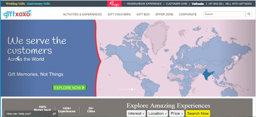 Giftxoxo website in 2015