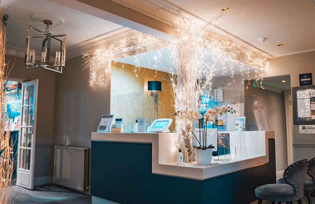 Christmas decoration in the hotel reception area