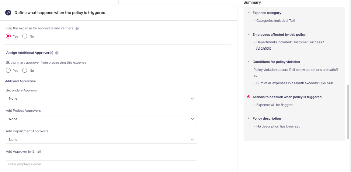 Expense approval process - policy approvals