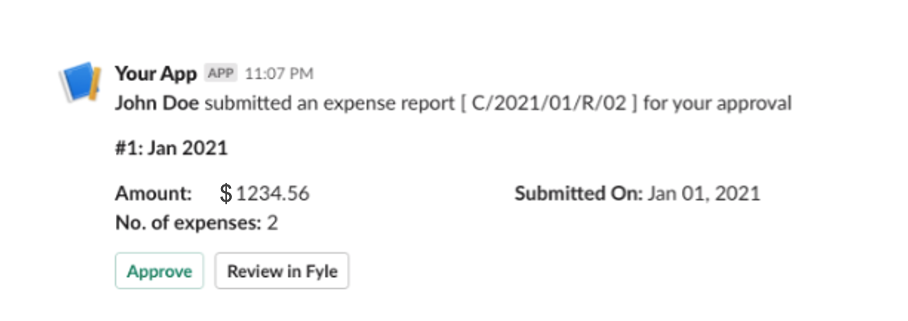 Expense approval process - Slack