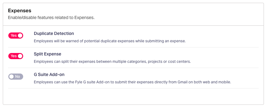 Advanced Expense setting in Fyle 
