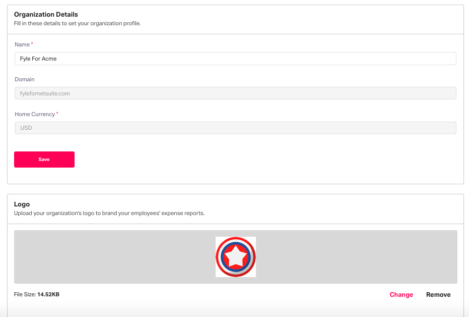 Adding organization details in Fyle 