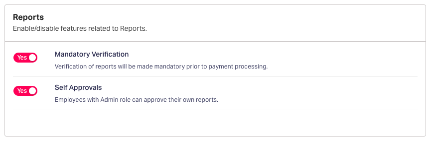 Advanced expense report settings in Fyle