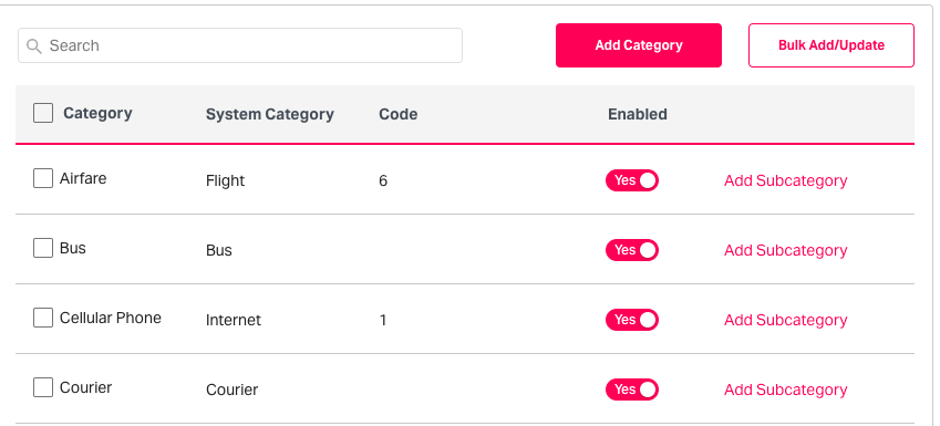 Setting expense categories in Fyle 