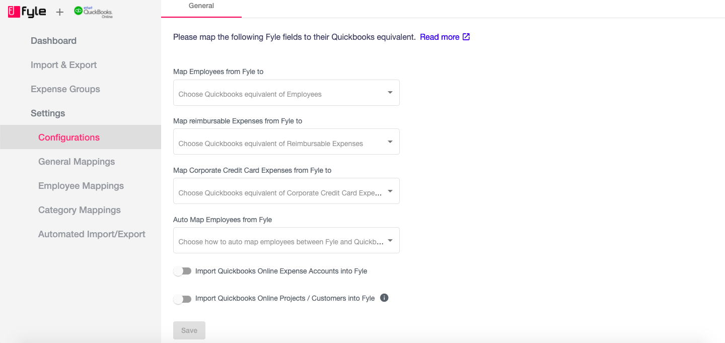 Quickbooks online general configurations
