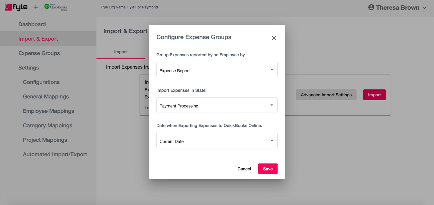 Quickbooks Online - Fyle: automated import and export