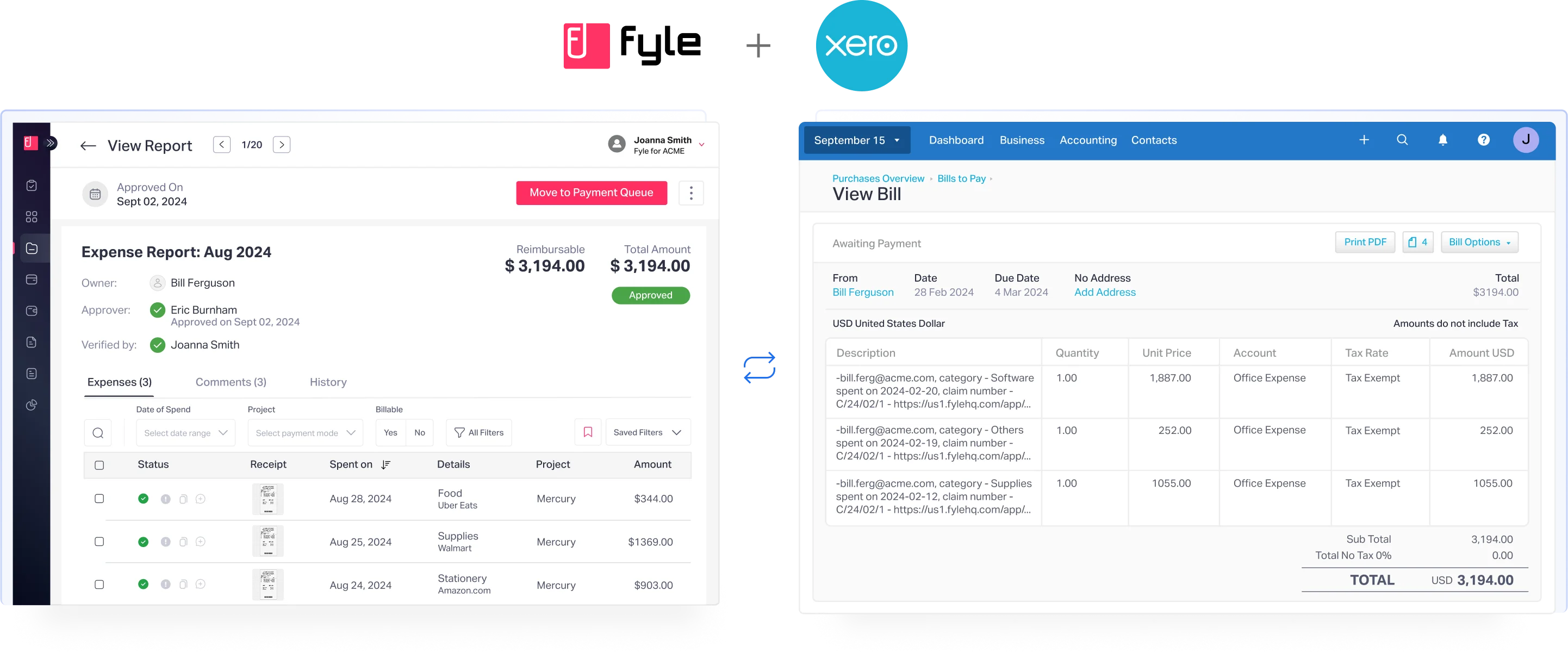 Fyle's integration with Xero