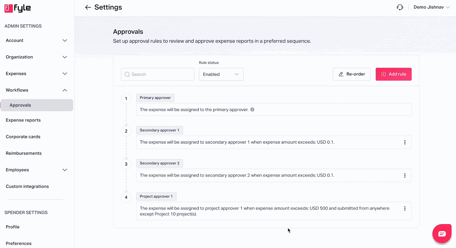 Multi-level approval workflow in Fyle