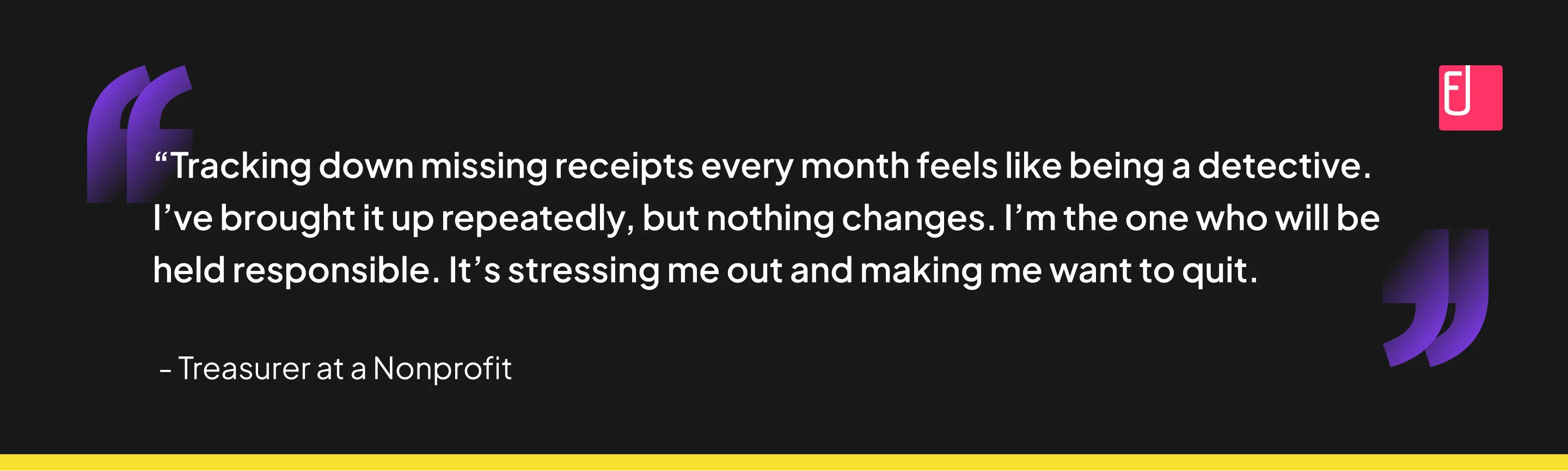 Nonprofit treasurer frustrated over chasing missing receipts every month