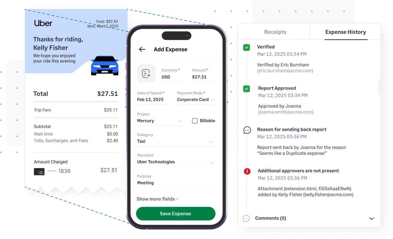 Fyle stores receipts and approvals digitally for a complete audit trail