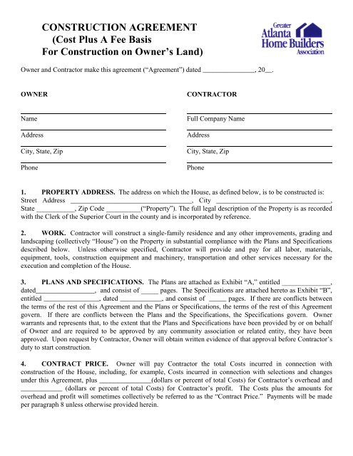 Construction Cost-plus Contracts