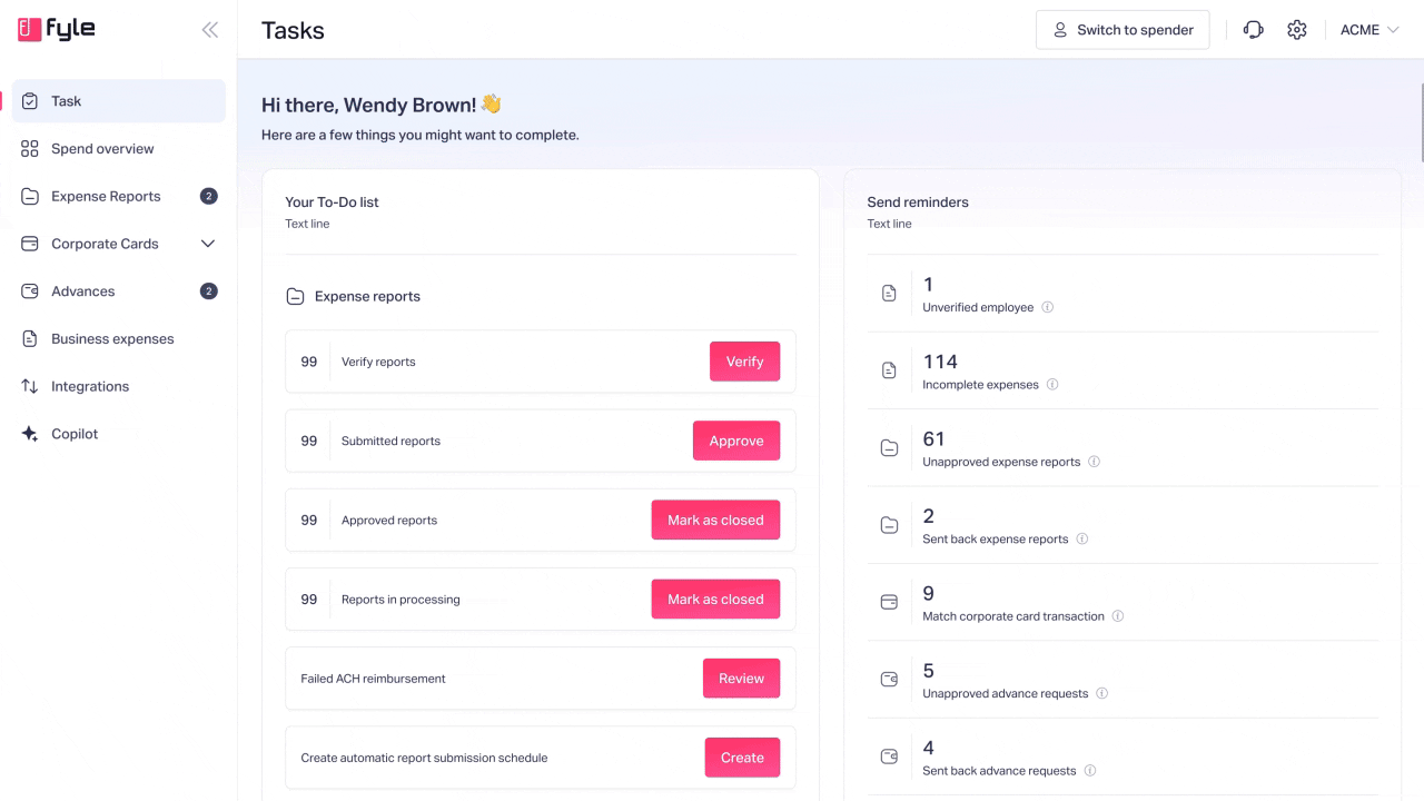 Fyle expense management web application rebranded to the new green Sage Expense Management look