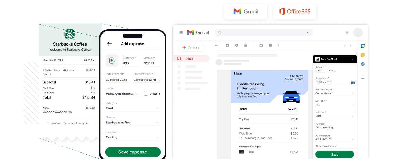 Church staff submitting receipts via Gmail and mobile app in Sage Expense Management