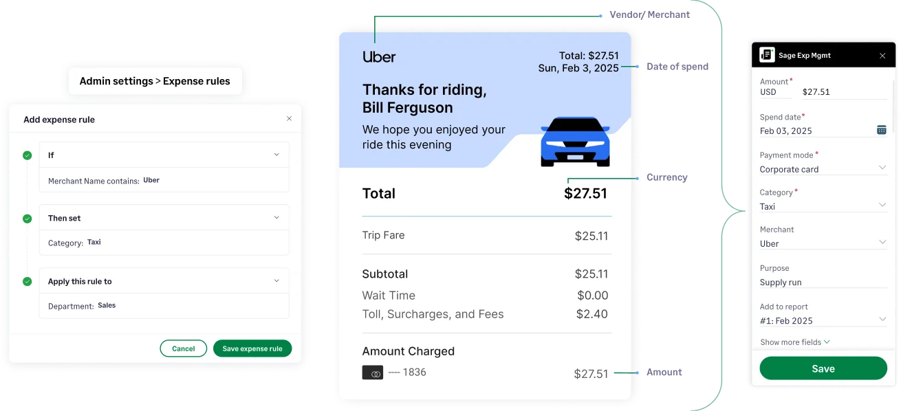 Automatic expense coding using rules in Sage Expense Management