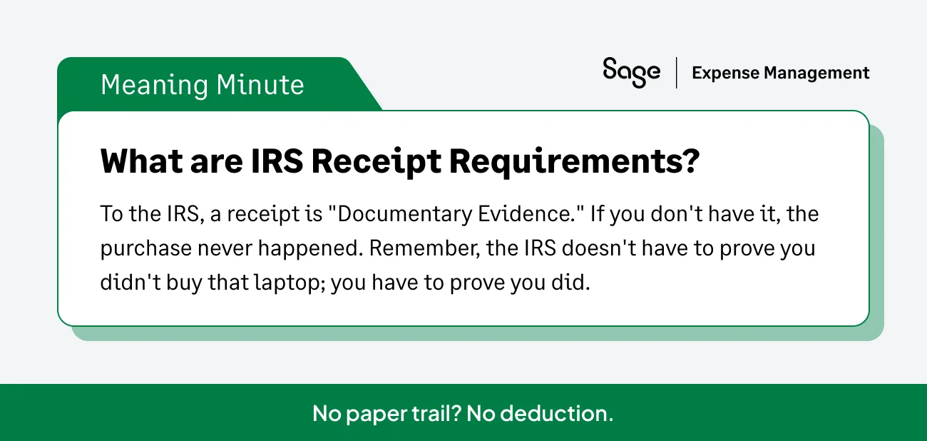 What are IRS receipt requirements?