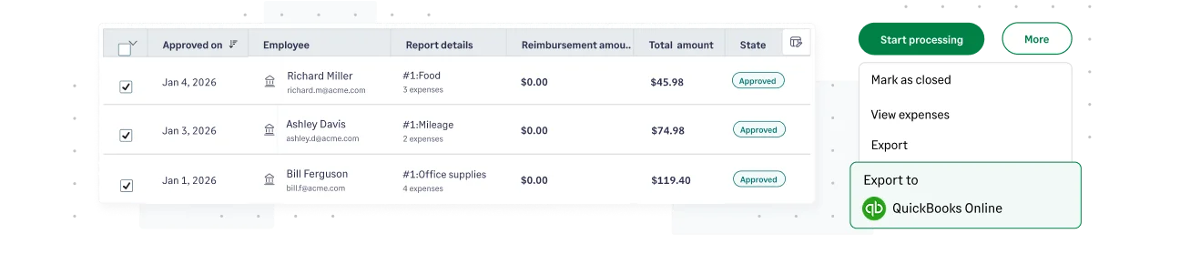 Sage Expense Management exports approved expenses directly to accounting software