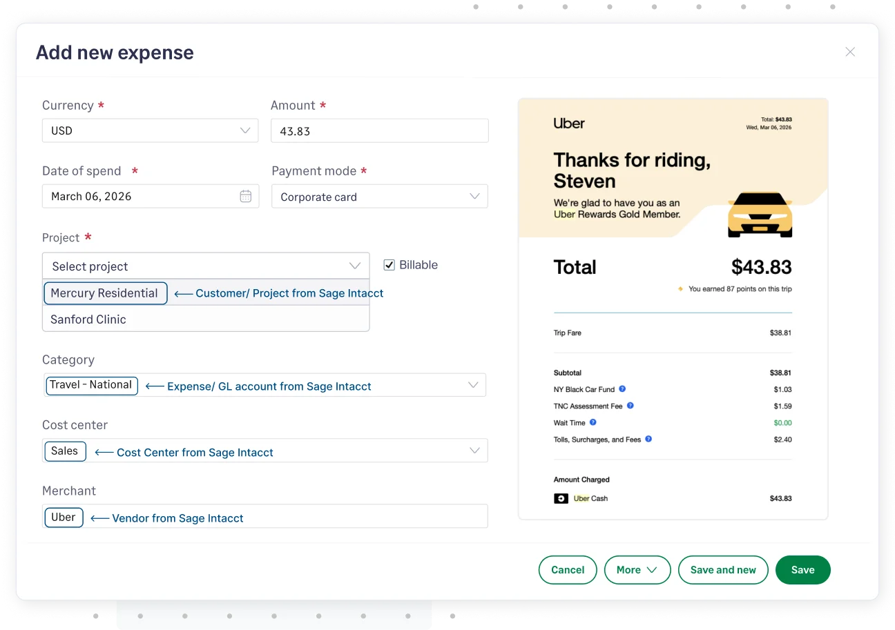Church expenses coded accurately in Sage Expense Management using Sage Intacct fields