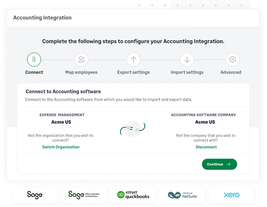 Sage Expense Management accounting integration feature
