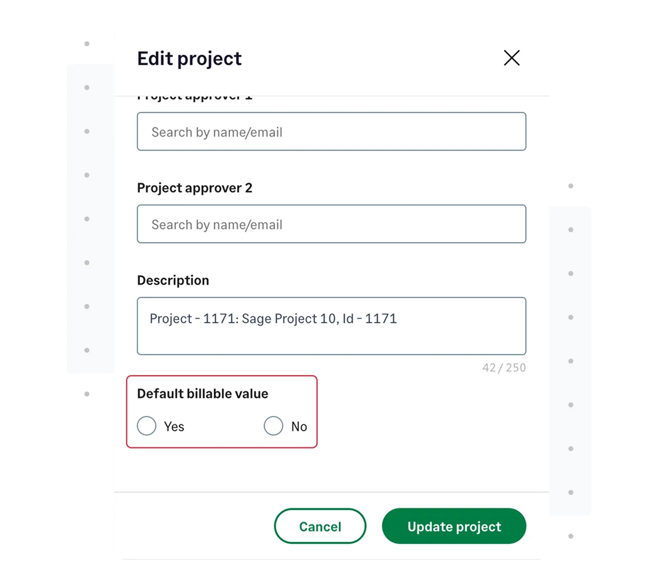 Set default billable values at the project level in Sage Expense Management
