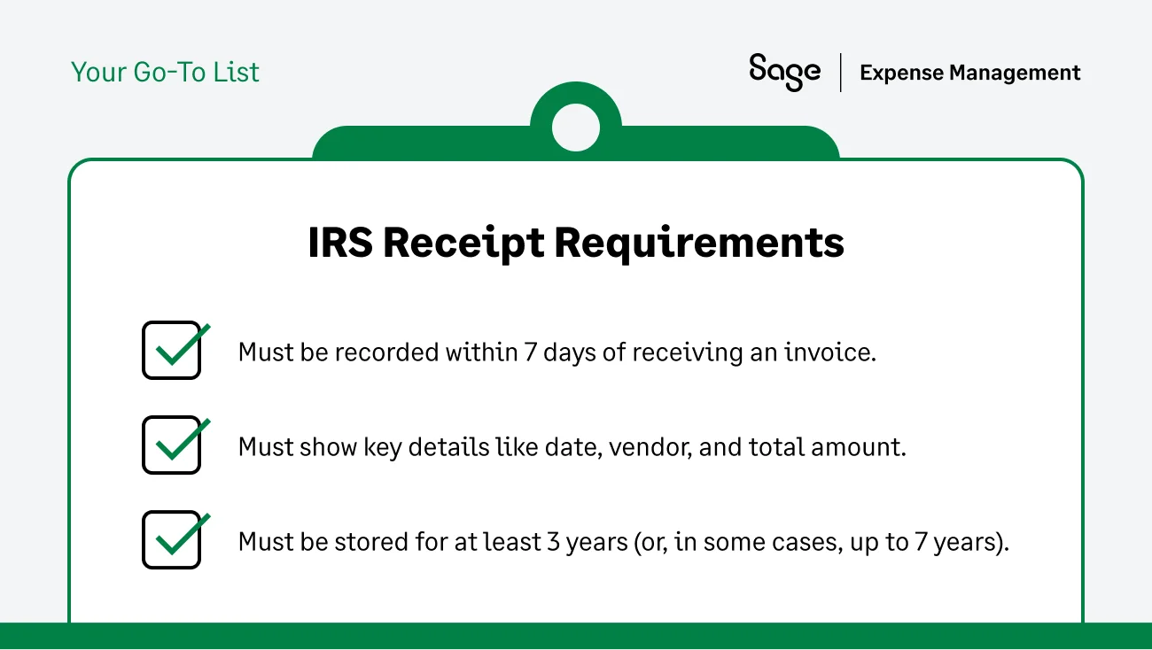 IRS receipt requirements and rules