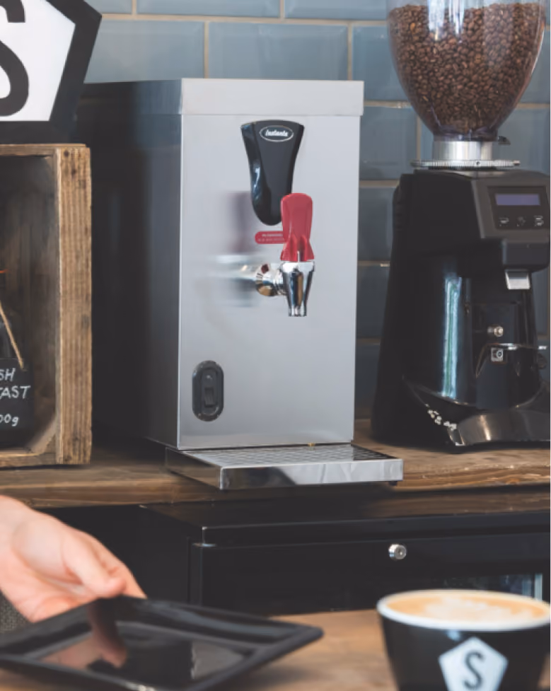Instanta hot water boiler in a coffee shop