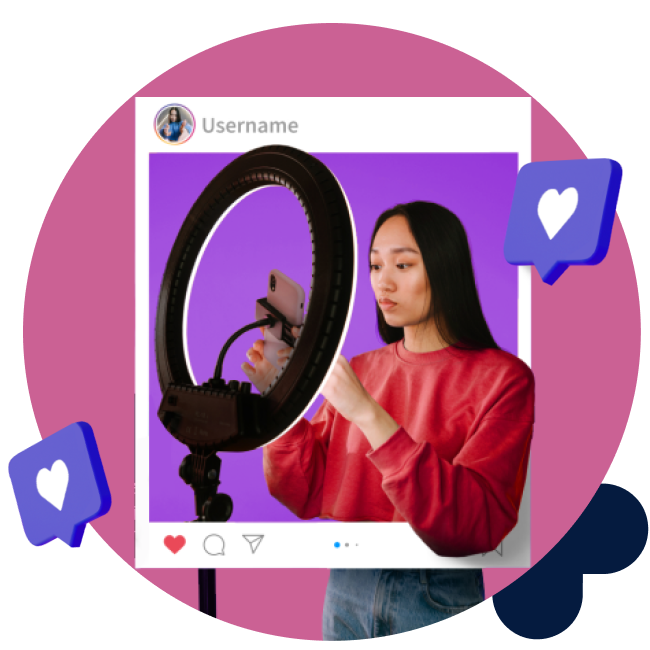 Woman creating content for instagram