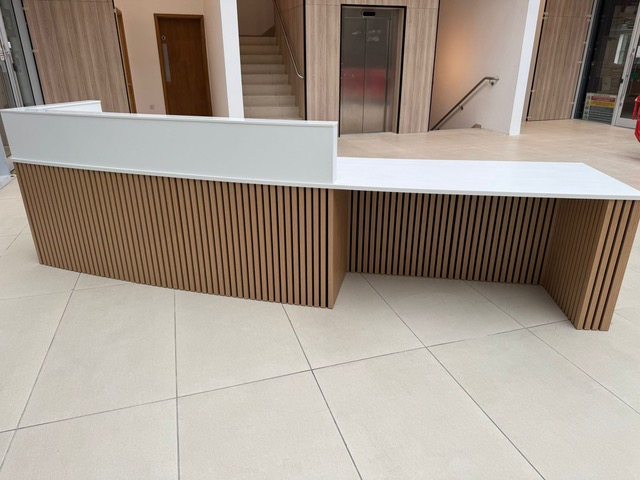 Image of tailor made reception desk for London office