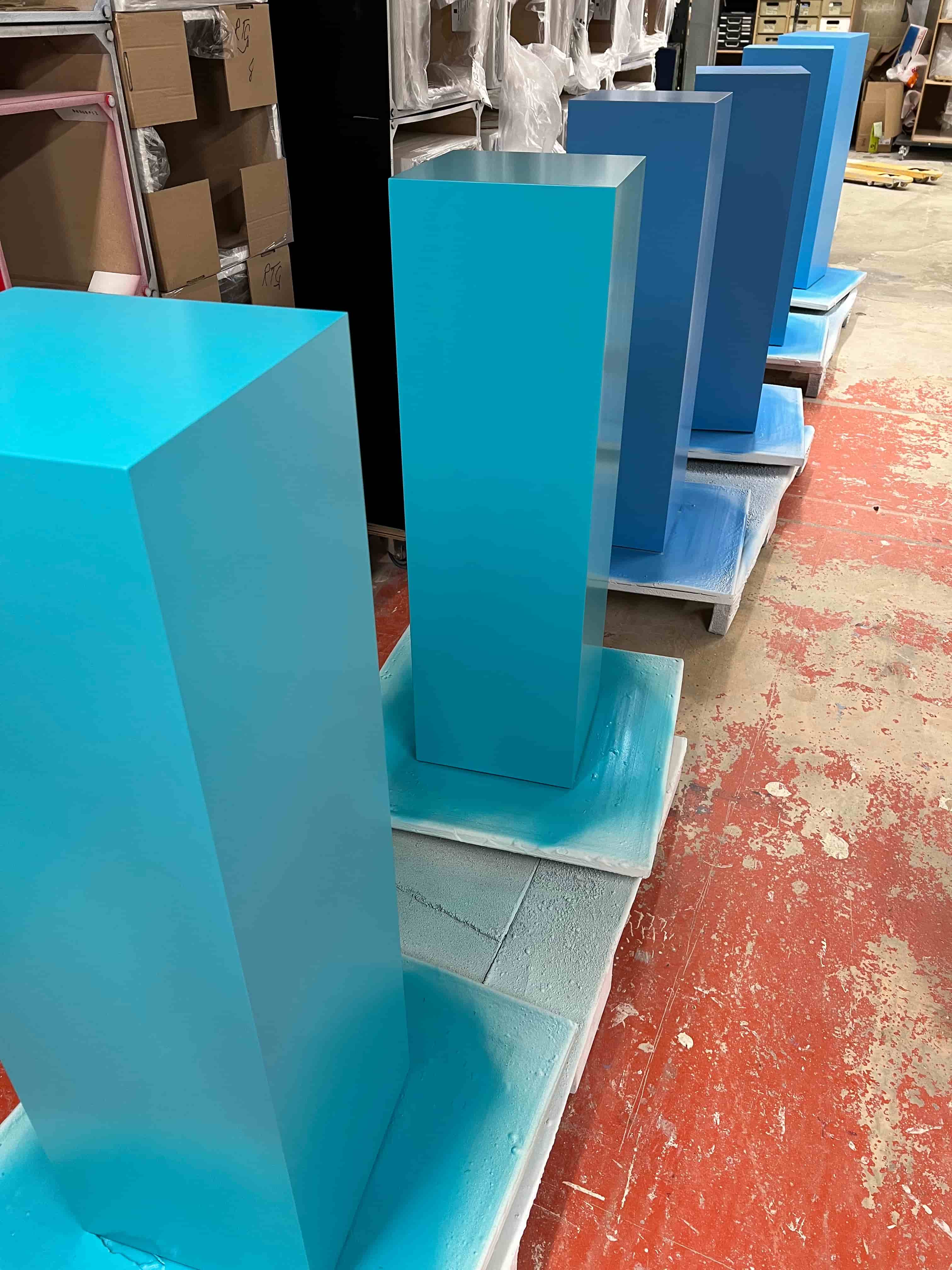 blue plinths