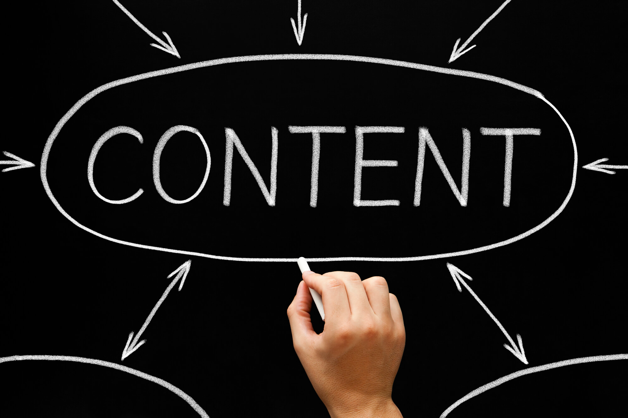 arrows pointing on the word content