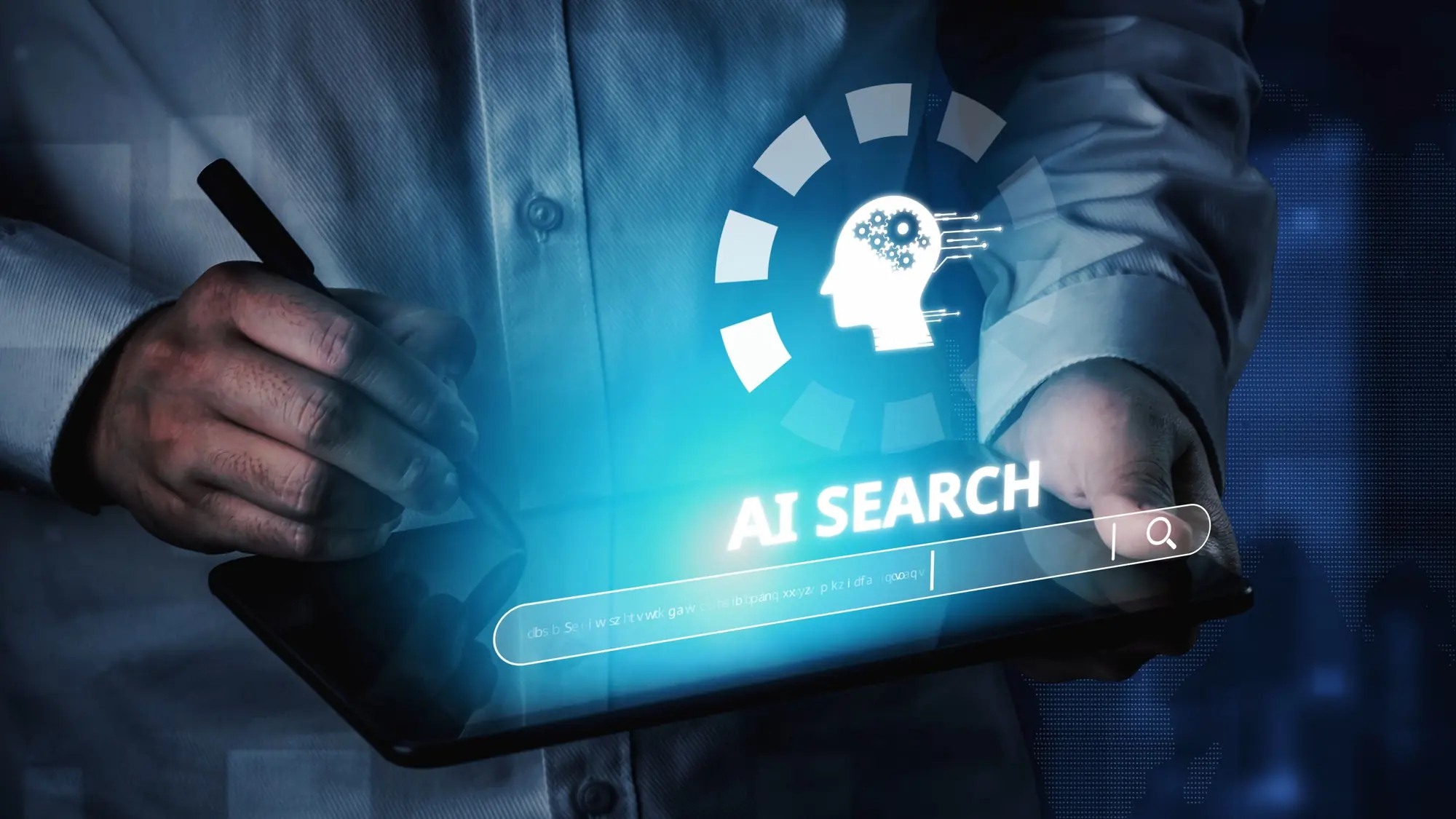 AI search optimization concept showing artificial intelligence search technology and brand visibility in AI-generated results