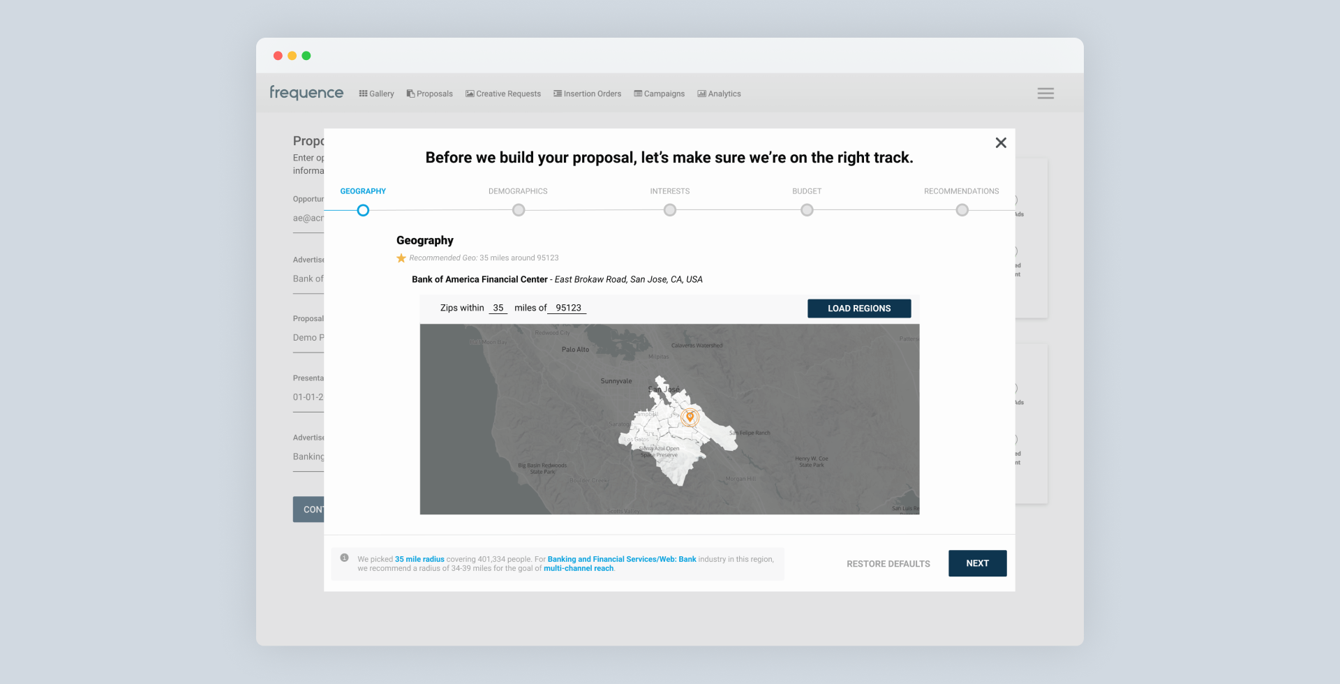Screenshot of the Geography tab inside SmartProposal