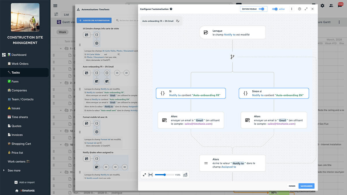 The visual design of the new automations