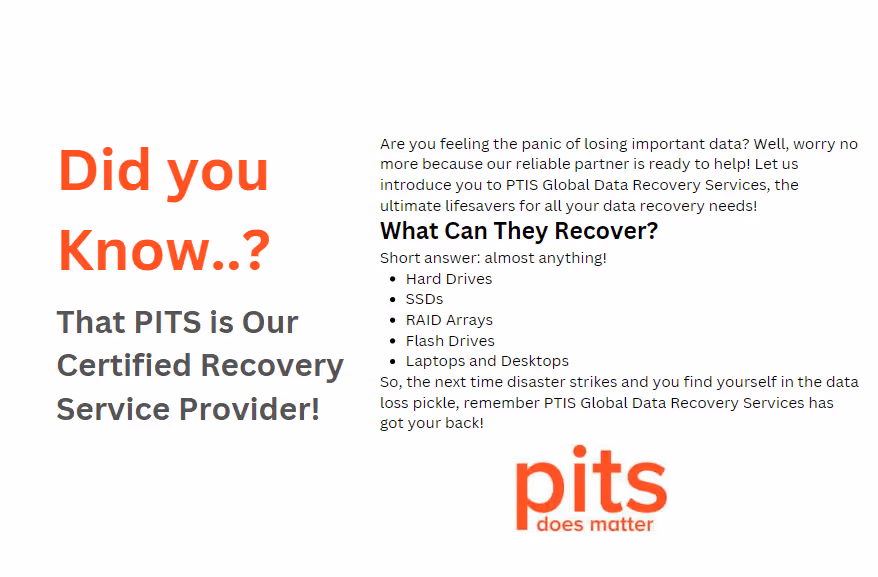 Pits data recovery information