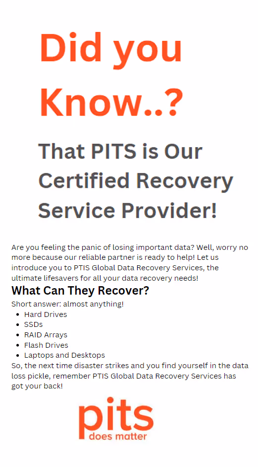Pits data recovery information