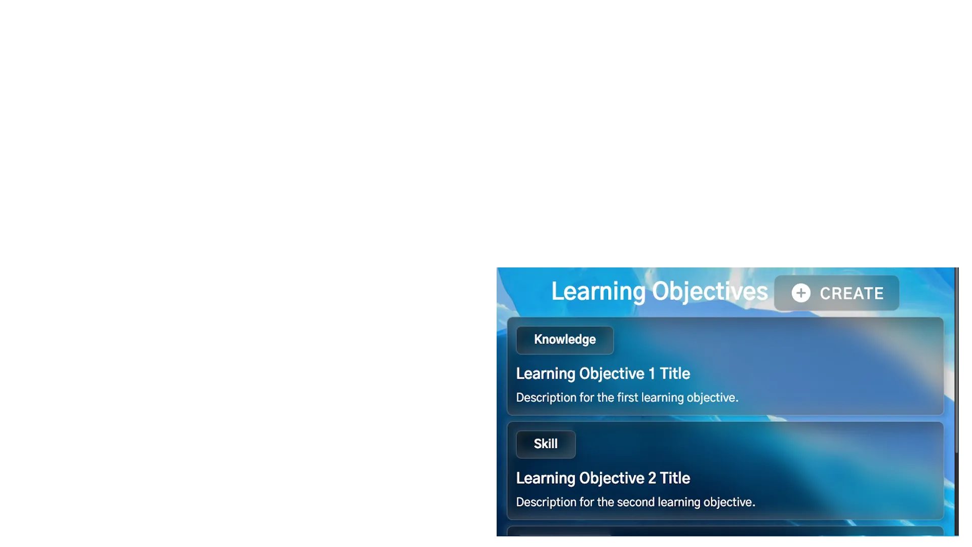 An image representing the interface for viewing learning objectives