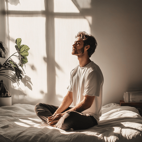 a sunset with person doing headstand