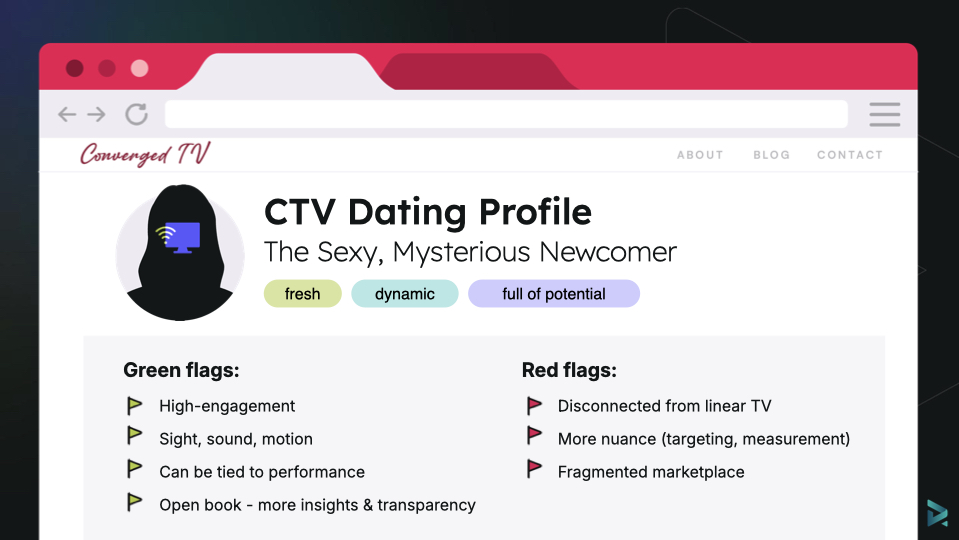CTv Dating Profile showing green flags like high engagement and red flags like disconnected from linear TV.