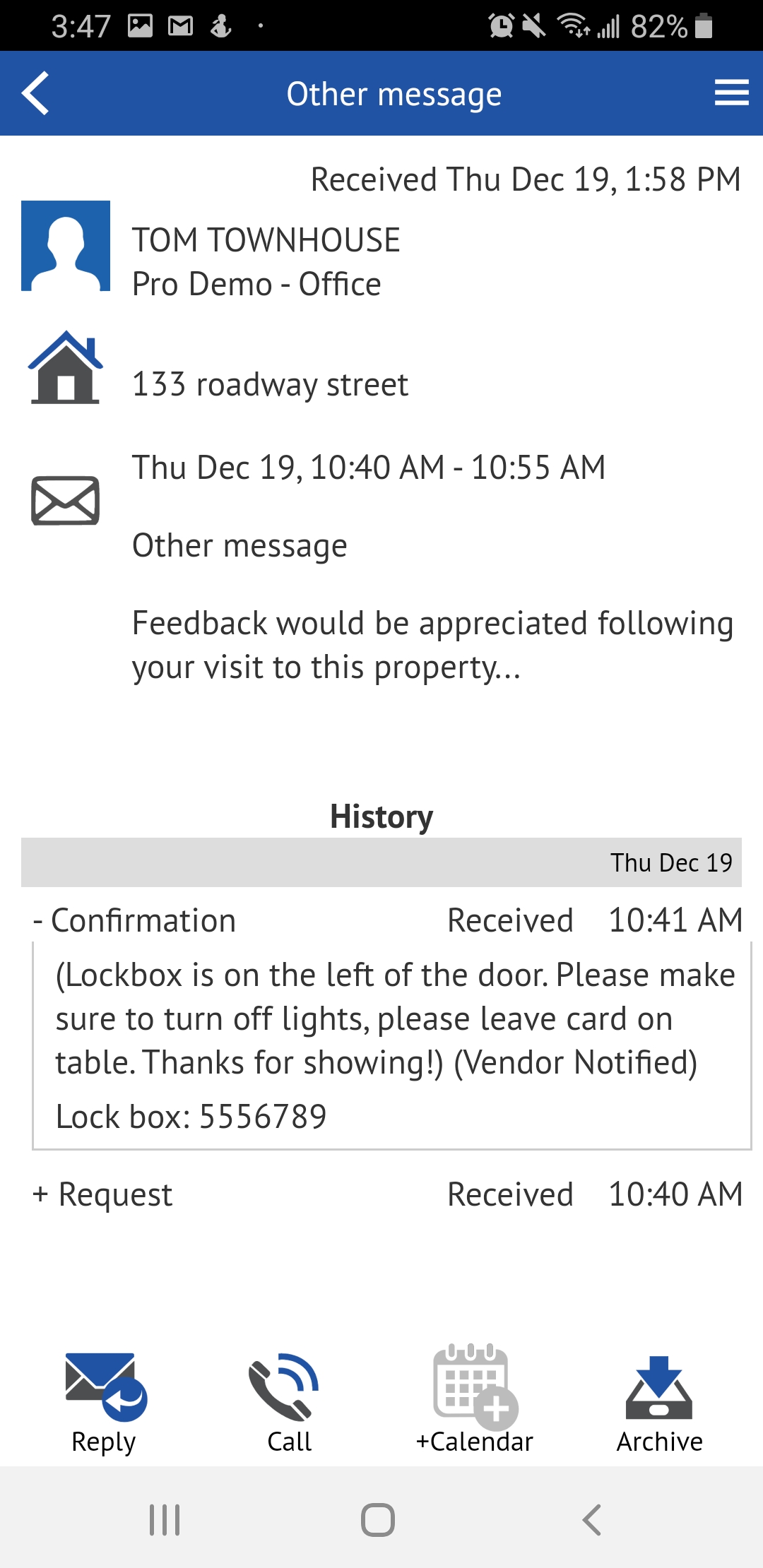 Touchbase messages