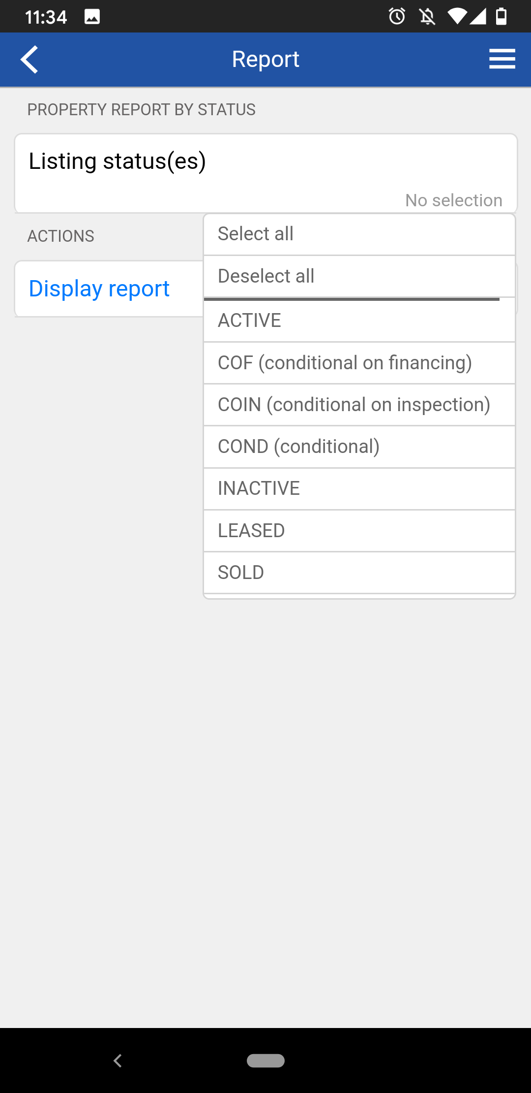 Property report by status